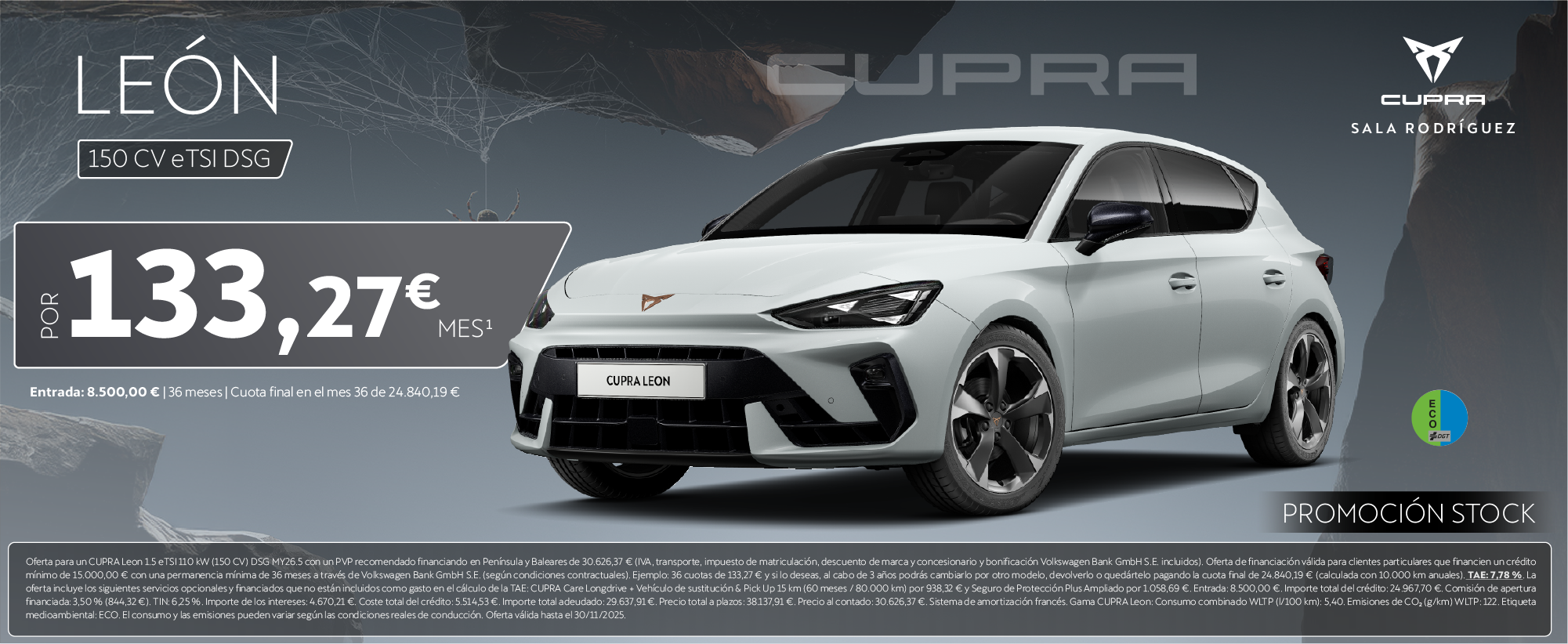 ¡Promoción Stock! CUPRA León híbrido automático por 133€/mes*